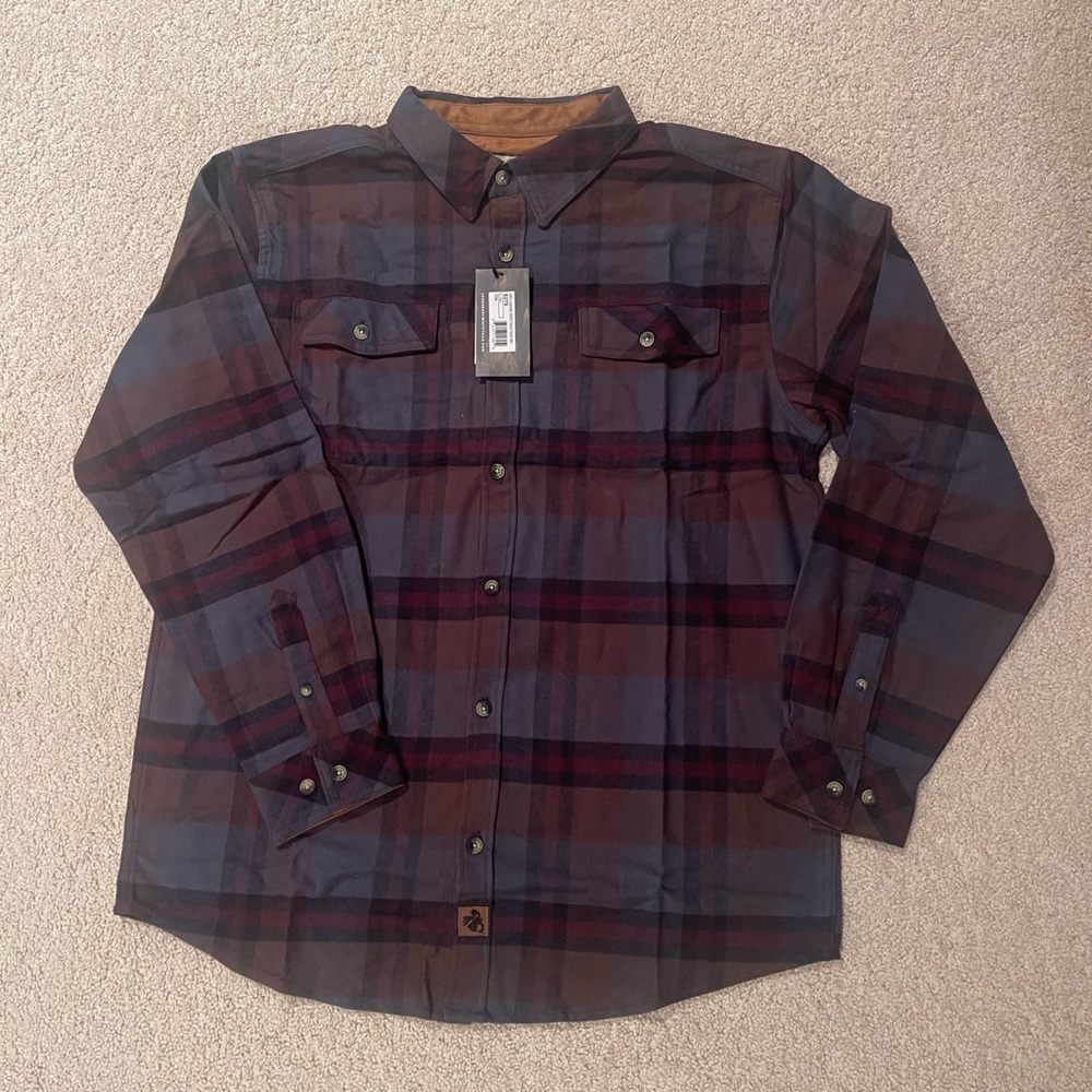 NWT Legendary Whitetails Flannel Shirt Brown Red Plaid Men’s L Stretch